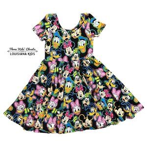 Wild Rich Kids 9/10Y Black & Neon Disney Characters Twirl Dress